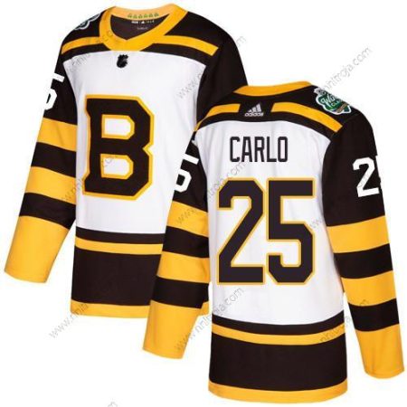 Adidas Herrar Boston Bruins #25 Brandon Carlo Vit Autentisk 2019 Vinter Klassisk Stitched NHL Tröjor