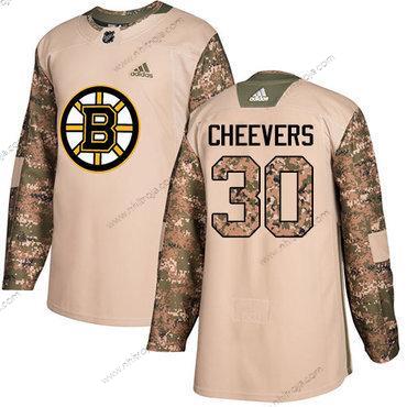 Adidas Herrar Boston Bruins #30 Gerry Cheevers Camo Autentisk 2017 Veterans Day Stitched NHL Tröjor