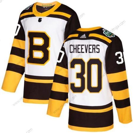 Adidas Herrar Boston Bruins #30 Gerry Cheevers Vit Autentisk 2019 Vinter Klassisk Stitched NHL Tröjor