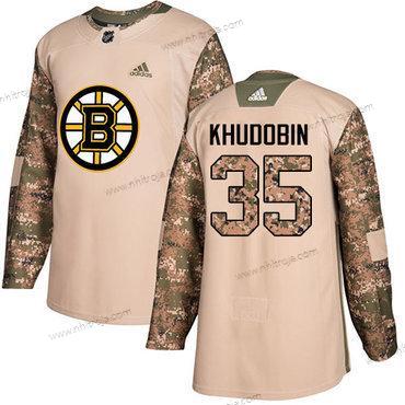 Adidas Herrar Boston Bruins #35 Anton Khudobin Camo Autentisk 2017 Veterans Day Stitched NHL Tröjor