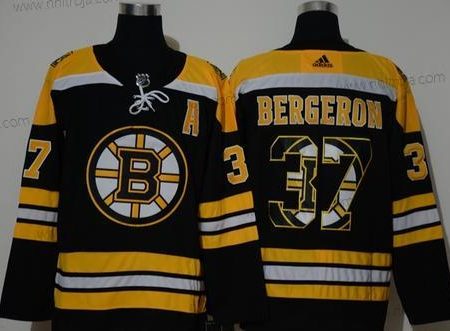 Adidas Herrar Boston Bruins #37 Patrice Bergeron Svart With Team Logo Stitched NHL Tröjor