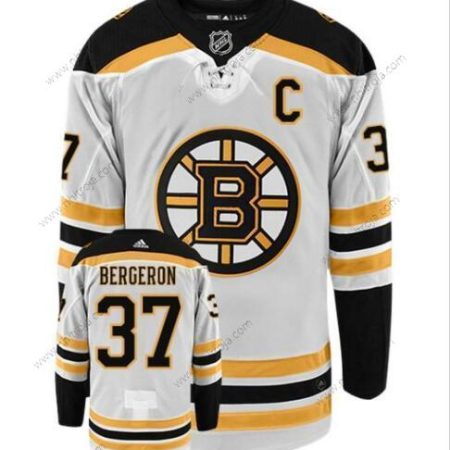 Adidas Herrar Boston Bruins #37 Patrice Bergeron With C Patch Autentisk Vit NHL Hockey Borta Tröjor