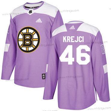 Adidas Herrar Boston Bruins #46 David Krejci Lila Autentisk Bekämpar cancer Stitched NHL Tröjor