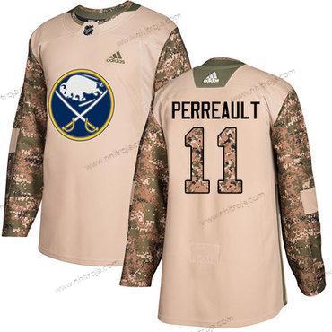 Adidas Herrar Buffalo Sabres #11 Gilbert Perreault Camo Autentisk 2017 Veterans Day Stitched NHL Tröjor