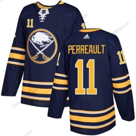 Adidas Herrar Buffalo Sabres #11 Gilbert Perreault Marin Blå Autentisk Stitched NHL Hemma Tröjor