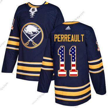 Adidas Herrar Buffalo Sabres #11 Gilbert Perreault Marin Blå Autentisk USA Flag Stitched NHL Hemma Tröjor