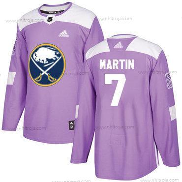 Adidas Herrar Buffalo Sabres #7 Rick Martin Lila Autentisk Bekämpar cancer Stitched NHL Tröjor