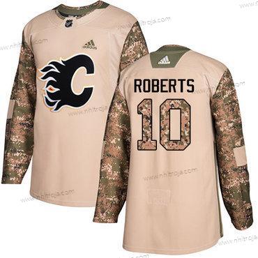 Adidas Herrar Calgary Flames #10 Gary Roberts Camo Autentisk 2017 Veterans Day Stitched NHL Tröjor