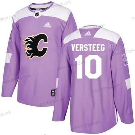 Adidas Herrar Calgary Flames #10 Kris Versteeg Lila Autentisk Bekämpar cancer Stitched NHL Tröjor