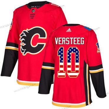 Adidas Herrar Calgary Flames #10 Kris Versteeg Röd Autentisk USA Flag Stitched NHL Hemma Tröjor