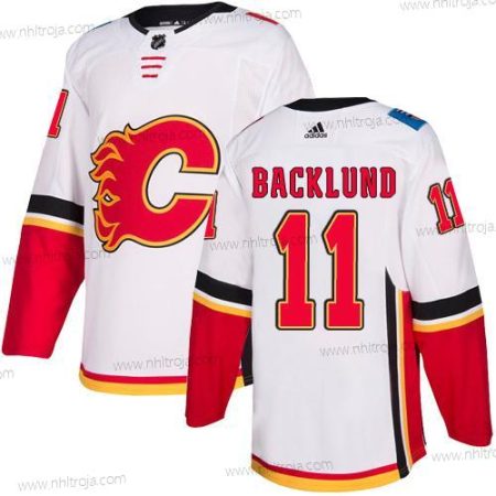 Adidas Herrar Calgary Flames #11 Mikael Backlund Vit Autentisk NHL Borta Tröjor