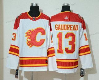 Adidas Herrar Calgary Flames #13 Johnny Gaudreau Vit 2019 Heritage Klassisk Stitched NHL Tröjor