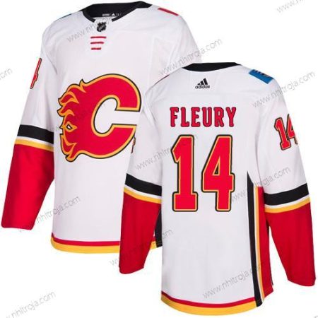 Adidas Herrar Calgary Flames #14 Theoren Fleury Vit Autentisk NHL Borta Tröjor