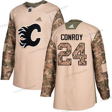 Adidas Herrar Calgary Flames #24 Craig Conroy Camo Autentisk 2017 Veterans Day Stitched NHL Tröjor