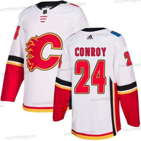 Adidas Herrar Calgary Flames #24 Craig Conroy Vit Autentisk NHL Borta Tröjor