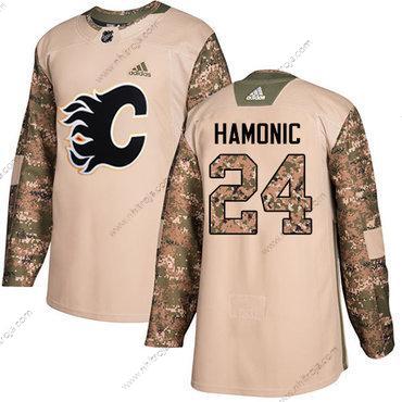 Adidas Herrar Calgary Flames #24 Travis Hamonic Camo Autentisk 2017 Veterans Day Stitched NHL Tröjor