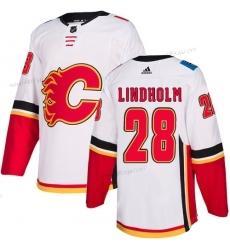 Adidas Herrar Calgary Flames #28 Elias Lindholm Vit Road Autentisk Stitched NHL Tröjor