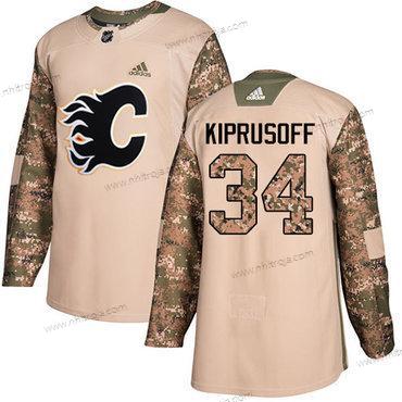 Adidas Herrar Calgary Flames #34 Miikka Kiprusoff Camo Autentisk 2017 Veterans Day Stitched NHL Tröjor