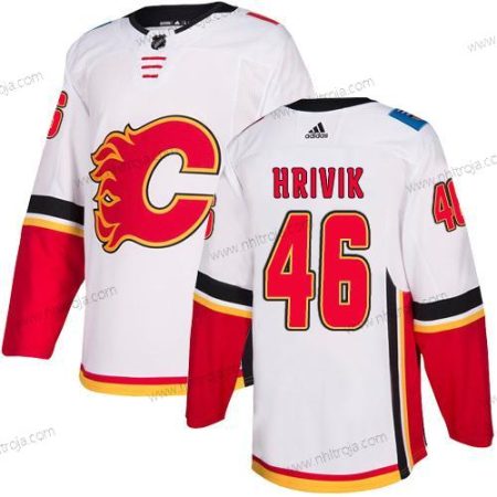 Adidas Herrar Calgary Flames #46 Marek Hrivik Vit Autentisk NHL Borta Tröjor