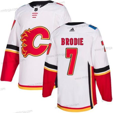 Adidas Herrar Calgary Flames #7 Tj Brodie Vit Autentisk NHL Borta Tröjor