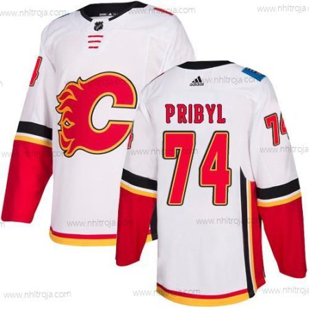 Adidas Herrar Calgary Flames #74 Daniel Pribyl Vit Autentisk NHL Borta Tröjor