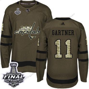 Adidas Herrar Capitals #11 Mike Gartner Grön Salute to Service 2018 Stanley Cup Final Stitched NHL Tröjor