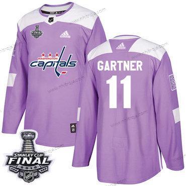 Adidas Herrar Capitals #11 Mike Gartner Lila Autentisk Bekämpar cancer 2018 Stanley Cup Final Stitched NHL Tröjor