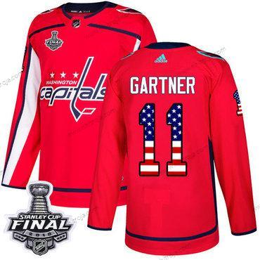 Adidas Herrar Capitals #11 Mike Gartner Röd Autentisk USA Flag 2018 Stanley Cup Final Stitched NHL Hemma Tröjor