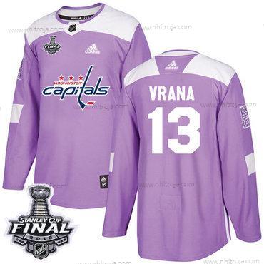 Adidas Herrar Capitals #13 Jakub Vrana Lila Autentisk Bekämpar cancer 2018 Stanley Cup Final Stitched NHL Tröjor