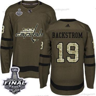 Adidas Herrar Capitals #19 Nicklas Backstrom Grön Salute to Service 2018 Stanley Cup Final Stitched NHL Tröjor