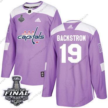 Adidas Herrar Capitals #19 Nicklas Backstrom Lila Autentisk Bekämpar cancer 2018 Stanley Cup Final Stitched NHL Tröjor