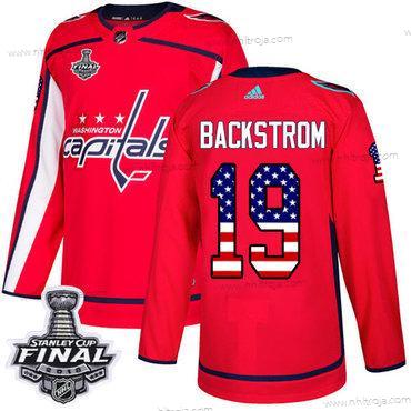 Adidas Herrar Capitals #19 Nicklas Backstrom Röd Autentisk USA Flag 2018 Stanley Cup Final Stitched NHL Hemma Tröjor