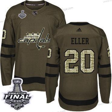 Adidas Herrar Capitals #20 Lars Eller Grön Salute to Service 2018 Stanley Cup Final Stitched NHL Tröjor