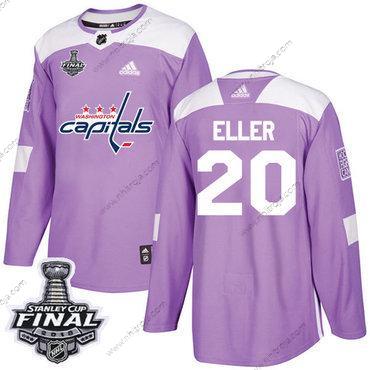 Adidas Herrar Capitals #20 Lars Eller Lila Autentisk Bekämpar cancer 2018 Stanley Cup Final Stitched NHL Tröjor