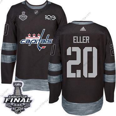 Adidas Herrar Capitals #20 Lars Eller Svart 1917-2017 100th Jubileum 2018 Stanley Cup Final Stitched NHL Tröjor