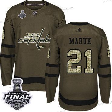 Adidas Herrar Capitals #21 Dennis Maruk Grön Salute to Service 2018 Stanley Cup Final Stitched NHL Tröjor