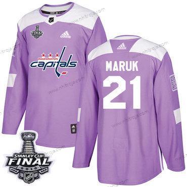 Adidas Herrar Capitals #21 Dennis Maruk Lila Autentisk Bekämpar cancer 2018 Stanley Cup Final Stitched NHL Tröjor