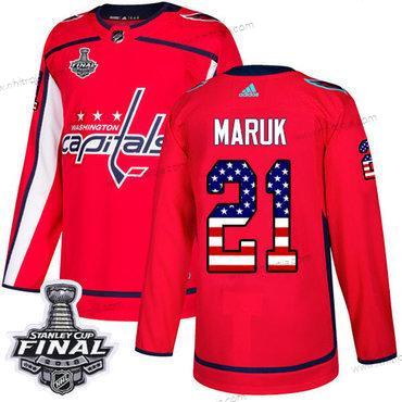 Adidas Herrar Capitals #21 Dennis Maruk Röd Autentisk USA Flag 2018 Stanley Cup Final Stitched NHL Hemma Tröjor