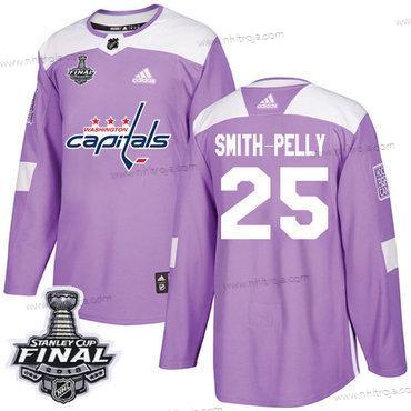 Adidas Herrar Capitals #25 Devante Smith-Pelly Lila Autentisk Bekämpar cancer 2018 Stanley Cup Final Stitched NHL Tröjor