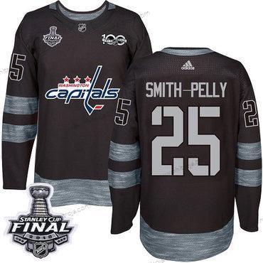 Adidas Herrar Capitals #25 Devante Smith-Pelly Svart 1917-2017 100th Jubileum 2018 Stanley Cup Final Stitched NHL Tröjor