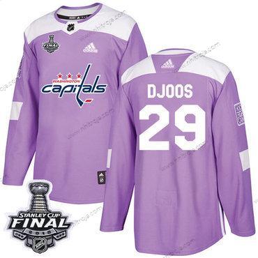 Adidas Herrar Capitals #29 Christian Djoos Lila Autentisk Bekämpar cancer 2018 Stanley Cup Final Stitched NHL Tröjor