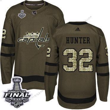 Adidas Herrar Capitals #32 Dale Hunter Grön Salute to Service 2018 Stanley Cup Final Stitched NHL Tröjor