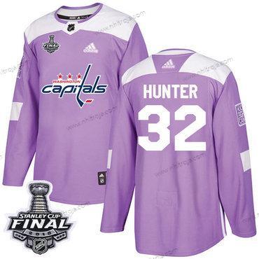 Adidas Herrar Capitals #32 Dale Hunter Lila Autentisk Bekämpar cancer 2018 Stanley Cup Final Stitched NHL Tröjor