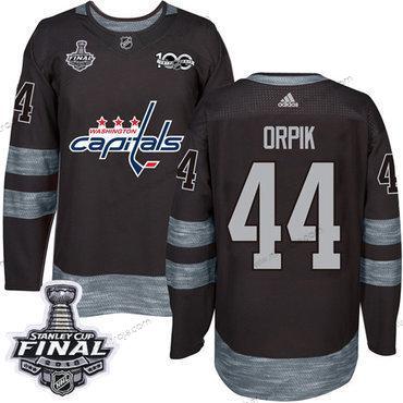 Adidas Herrar Capitals #44 Brooks Orpik Svart 1917-2017 100th Jubileum 2018 Stanley Cup Final Stitched NHL Tröjor