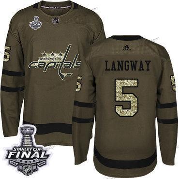 Adidas Herrar Capitals #5 Rod Langway Grön Salute to Service 2018 Stanley Cup Final Stitched NHL Tröjor