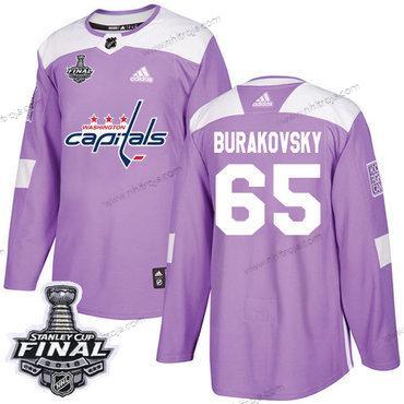 Adidas Herrar Capitals #65 Andre Burakovsky Lila Autentisk Bekämpar cancer 2018 Stanley Cup Final Stitched NHL Tröjor