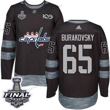 Adidas Herrar Capitals #65 Andre Burakovsky Svart 1917-2017 100th Jubileum 2018 Stanley Cup Final Stitched NHL Tröjor