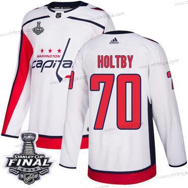 Adidas Herrar Capitals #70 Braden Holtby Vit Road Autentisk 2018 Stanley Cup Final Stitched NHL Tröjor