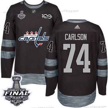 Adidas Herrar Capitals #74 John Carlson Svart 1917-2017 100th Jubileum 2018 Stanley Cup Final Stitched NHL Tröjor