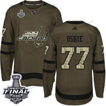 Adidas Herrar Capitals #77 T. J. Oshie Grön Salute to Service 2018 Stanley Cup Final Stitched NHL Tröjor